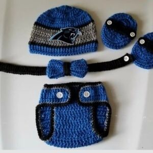 Crochet Baby Boy Carolina Panthers Football Inspired Outfit Photo Prop